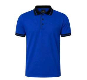 Classic  royal Blue  Black polo shirt Trim