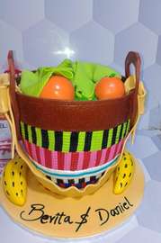 Colorful Cake Basket Centerpiece with Personalized Base