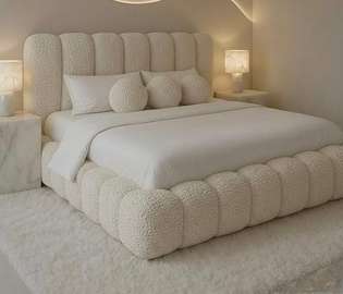 Home Bed; Modern Padded Bubble Queen Bed Frame