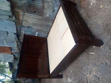 Solid Wood Queen Size bed with light walnut finish