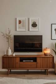 Wooden Entertainment Center with Storage Compartments