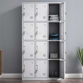 Metal Locker 12 Compartments Light Gray Secure Storage