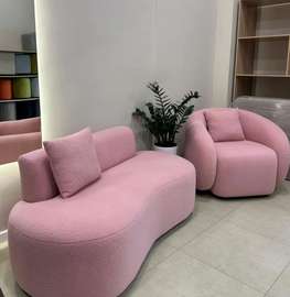 Chic Pink Sofa & Armchair Set Compact Modern Design