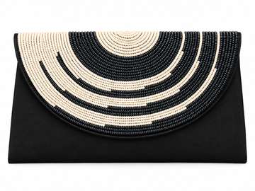 Elegant Black White Beaded Clutch