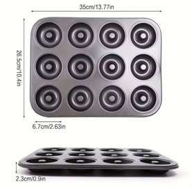 Non-Stick Donut Baking Tray Set 12-Cup Dark Gray