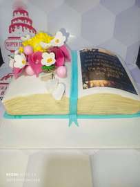 Book-Shaped Cake Medium Pastel with Edible Flowers