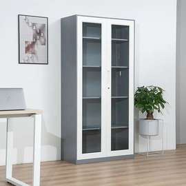 Office Cabinet: Full Glass Metallic Cabinet, Office Display