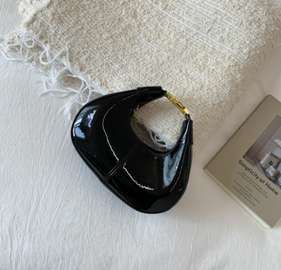 Chic High-Shine Patent Leather Crescent Shoulder Bag