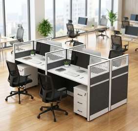 Cubic 4 Person MDF Office Workstation