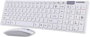 Ultra Thin White Wireless Keyboard Mouse K-06