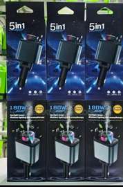 5-in-1 180W Car Charger Fast Charging Black