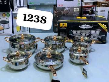Stainless Steel Cookware Set with Gold Handles