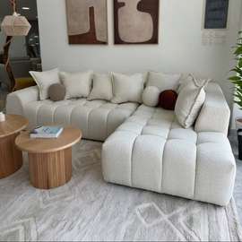 Modern Cream L-Shaped Sectional  Bubble Sofa