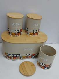 Versatile Kitchen Storage Set Dark Gray Bamboo Lids