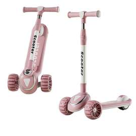 Adjustable Pink Kids Scooter 3-Wheel Foldable