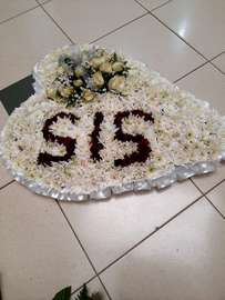 Heart-Shaped Floral Tribute White Red Medium