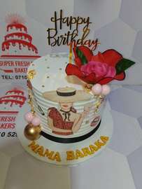 Custom Floral Birthday Cake Personalized Name