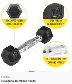 UK Original - Everlast 1 kg Hexagonal Dumbbells