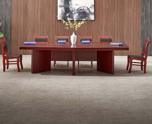 Mahogany 2.4m Curved Edge Conference Office Table image 3