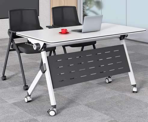 Foldable Table : White Foldable Office Table In Chepilat image 4