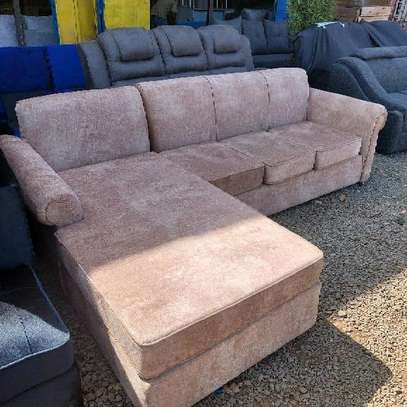5 seater modern L shaped biege sofa image 1