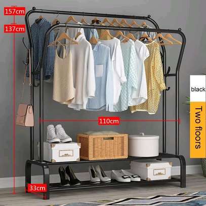 *Curved Double Clothes Rack with 2 Bottom Shelf image 1