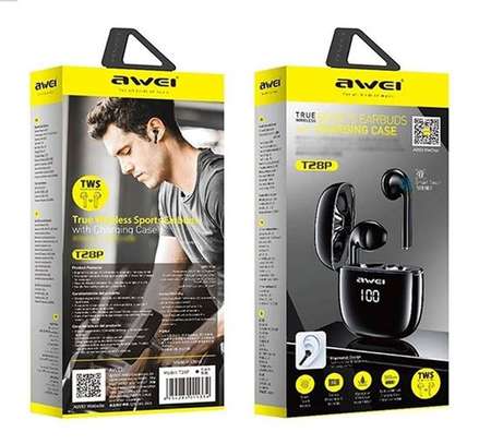 Awei T28P Bluetooth V5.0 TWS pure Wireless Sports LED Display Headset with Charging Case image 1