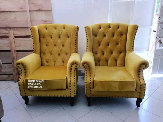 Trendy Yellow single seater wingback chair image 2