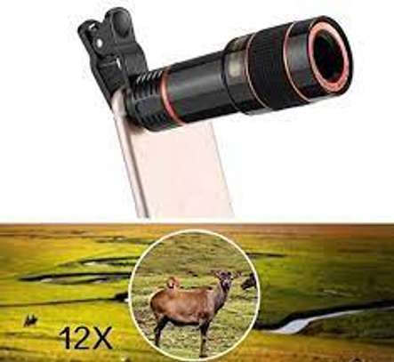12X Telephoto Lens Clip-On HD Zoom Lens Kit Dual Focus Monocular Macro Lens Lightweight and Portable Phone Zoom Lens Universal Telephoto Lens for iPhone Android Phones Tablets image 1