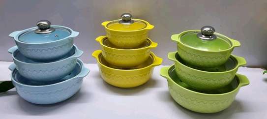 3in1 coloured  ceramic serving dishesset image 4