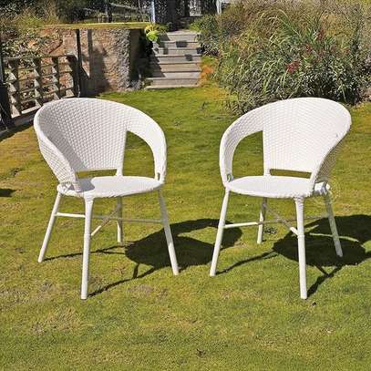 White Outdoor Rattan Dining Set image 3