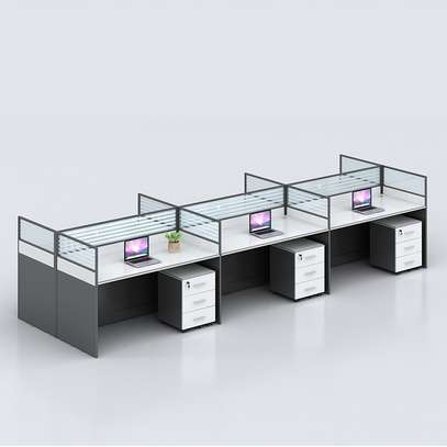 6-Person Modular Office Desk – Partitioned Workstation image 5