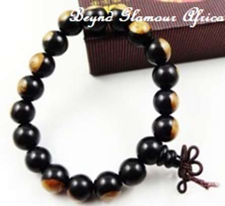 Black And Cream Wooden Bracelet image 1