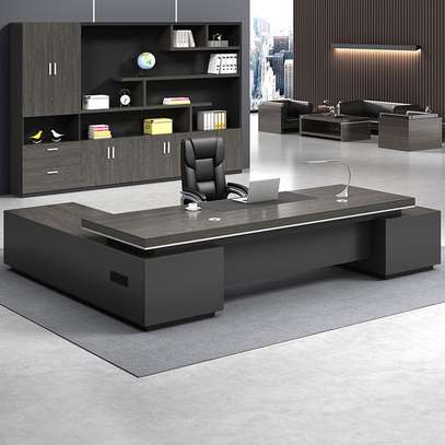 Office Desk: Midnight Black L Shape Office Desk Set image 1