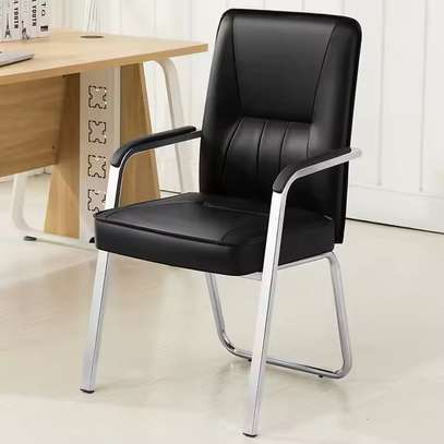 Faux PU Leather Chrome Visitor’s Chair image 2