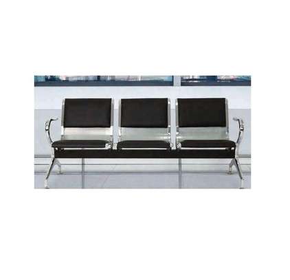 3 Person Leather Reception Office Bench image 14