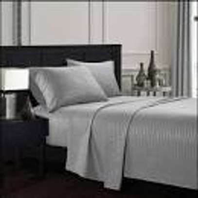 6x6 Gray Stripped Bedsheet Set  (2 sheets & 2 Pillowcases) image 1