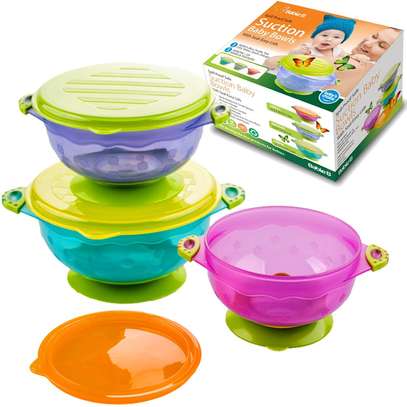 Baby Bowls and Matching Lids - Suction Cup Bowls for Babies, Toddlers & Infants - Set of 3 Sizes - image 1