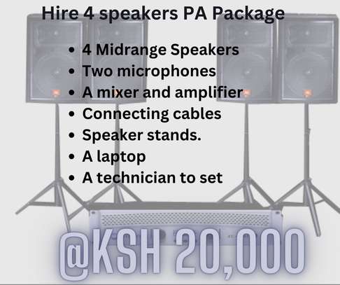 Hire 4 speaker PA packages image 1