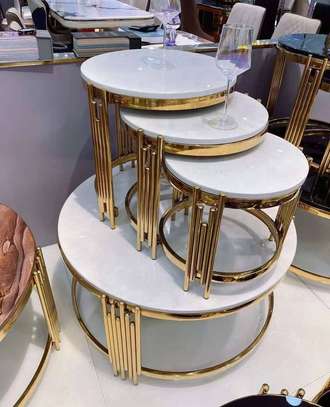 4-Piece Marble Top Nesting Coffee Table Set image 3