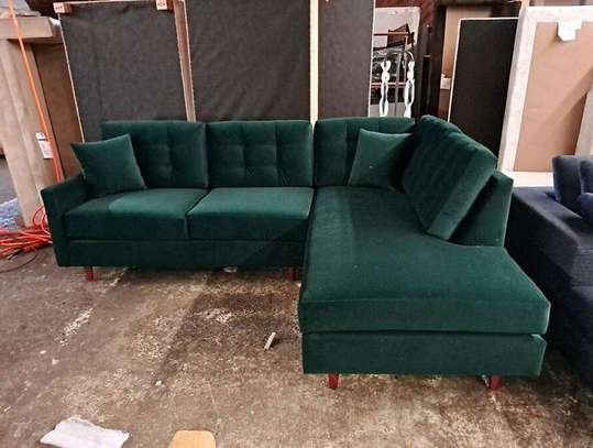 Modern green four seater L shaped sofa image 1
