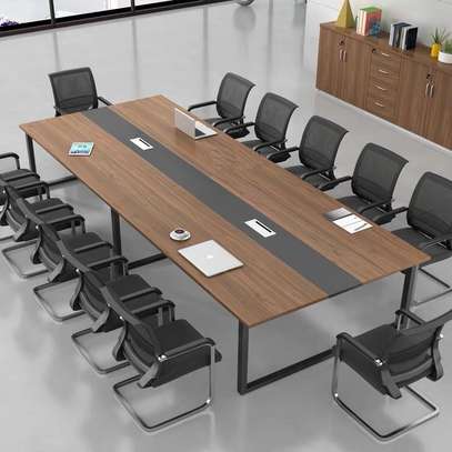8-Person Wooden Conference Table with Metal Legs image 3