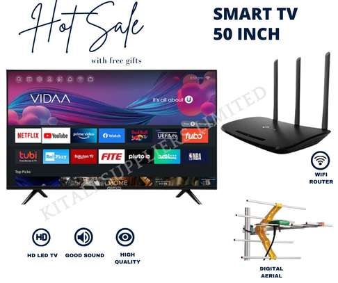 50 inch smart with free router and aerial image 1