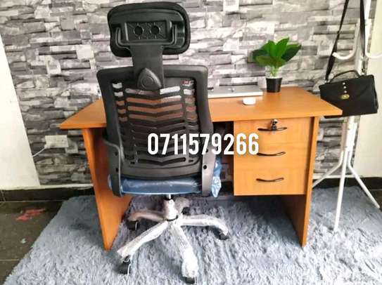 1.2 mtrs office desk plus high back swivel headrest chair image 1