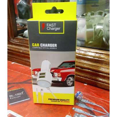 Generic Dual USB 2 IN 1 Fast Quick Charge Car Charger-White image 1