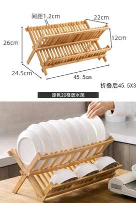 Foldable bamboo dish rack image 1