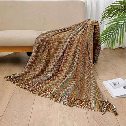Bohemian style Soft Knitted Throw Blankets with Tassel image 2