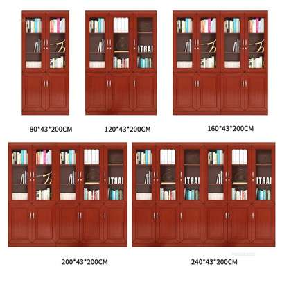 Office Cabinet: 3 Door Wooden Office Filing Red Doc Cabinet image 3