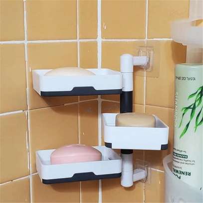 3 layer Rotating Drain Soap Holder Bathroom Rack image 2