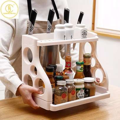 2 layer spice rack with knife slots image 1